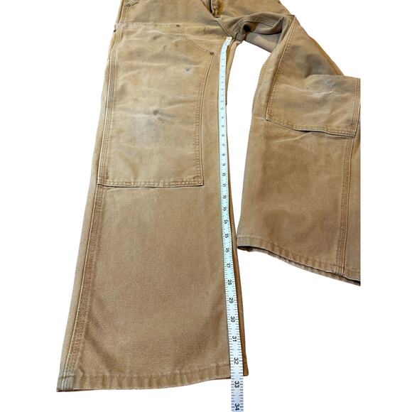 CARHARTT Brown B136 Double Front Washed Duck Loose Fit Distressed Pants 32x34 - Picture 5 of 11
